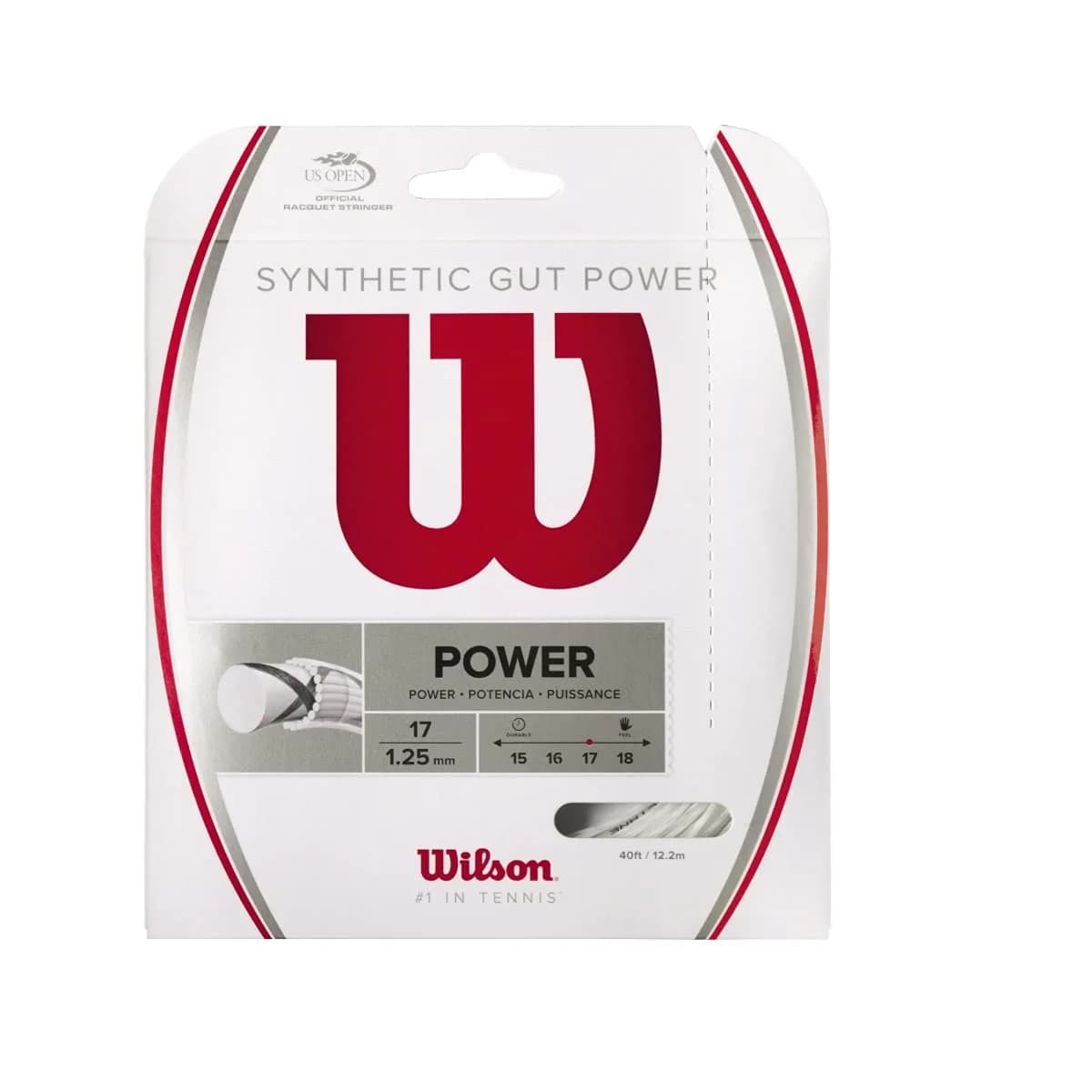 WILSON Synthetic Gut Power 17 Tennis String Set, White | Responsive, Durable & Suitable for All Styles