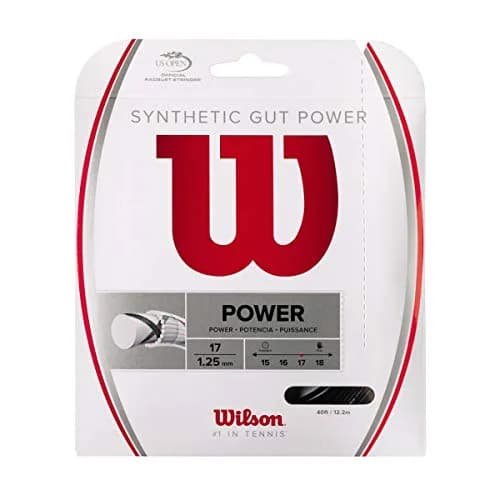 Wilson Synthetic Gut Power 17 Tennis String Set, Black, 17 | Responsive Energy & Classic Core thumbnail 1