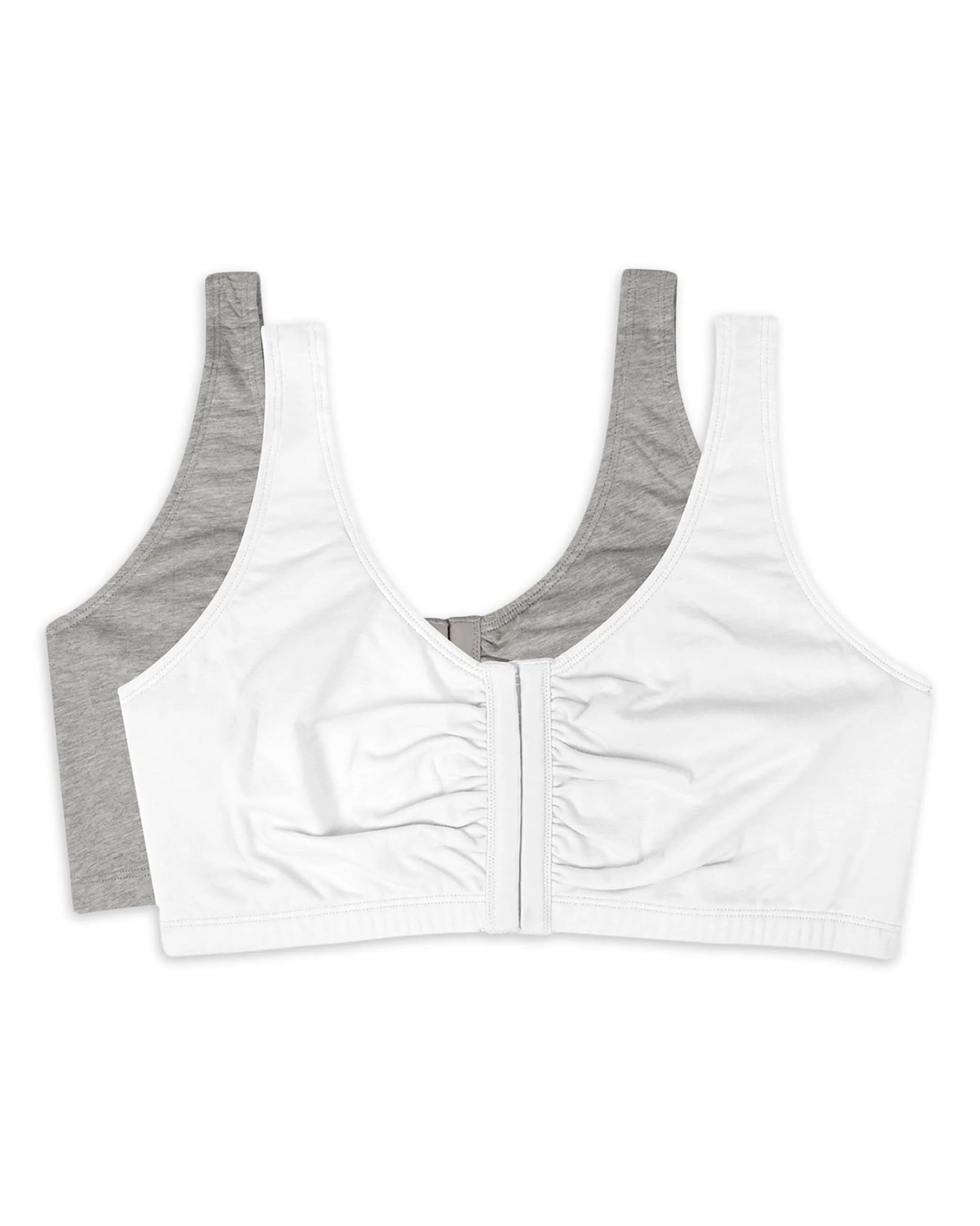Fruit of the Loom Women's Front-Close Cotton Sports Bra Multi-Pack | Low-Medium Impact, Wire-Free, Full Coverage (2-Pack, Size 46) - main product image