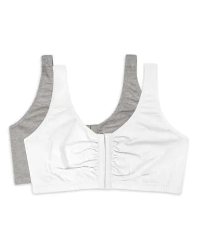 Fruit of the Loom Women's Front-Close Cotton Sports Bra Multi-Pack | Low-Medium Impact, Wire-Free, Full Coverage (2-Pack, Size 46) thumbnail 1