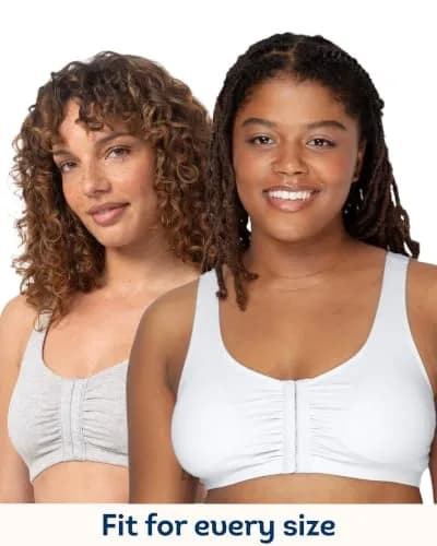 Fruit of the Loom Women's Front-Close Cotton Sports Bra Multi-Pack | Low-Medium Impact, Wire-Free, Full Coverage (2-Pack, Size 46) thumbnail 6