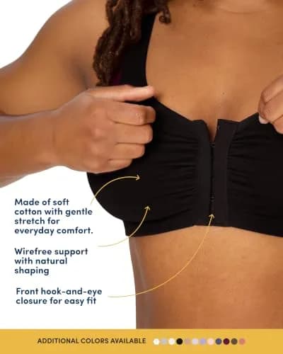 Fruit of the Loom Women's Front-Close Cotton Sports Bra Multi-Pack (2-Pack, Size 42) | Easy On & Off Wireless Comfort thumbnail 4