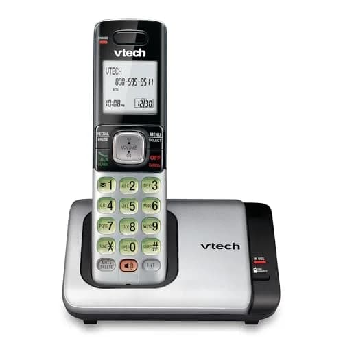VTech CS6719 DECT 6.0 Cordless Phone with Caller ID/Call Waiting, 1 Handset Silver/Black | Full Duplex Speakerphone thumbnail 1
