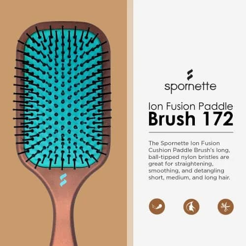 SPORNETTE Ion Fusion Paddle Hair Brush, Ionic Nylon Bristles - For Detangling, Straightening & Smoothing, Medium to Long Hair - All Hair Types For Men, Women and Children | Ionic Nylon Bristles thumbnail 2