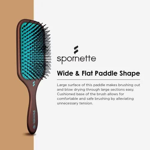 SPORNETTE Ion Fusion Paddle Hair Brush, Ionic Nylon Bristles - For Detangling, Straightening & Smoothing, Medium to Long Hair - All Hair Types For Men, Women and Children | Ionic Nylon Bristles thumbnail 3