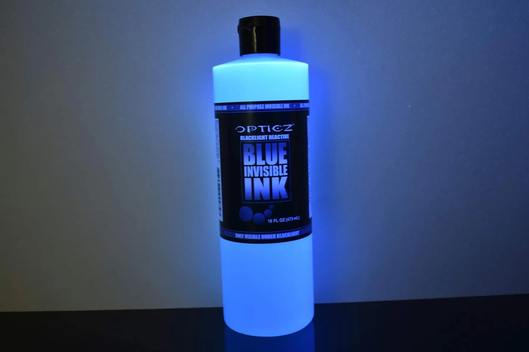 Opticz All Purpose Invisible Blue UV Blacklight Reactive Security Ink 473ml (16 fl oz) | Glows Bright Blue Under Blacklight