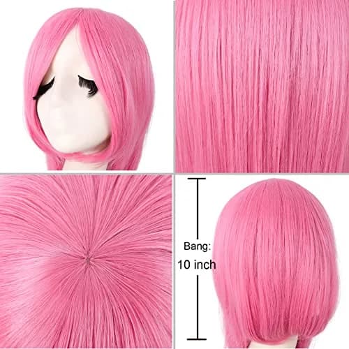 MapofBeauty Light Pink Anime Long Straight Wig 100cm (40 Inch) | Oblique Bangs Cosplay Hair thumbnail 5