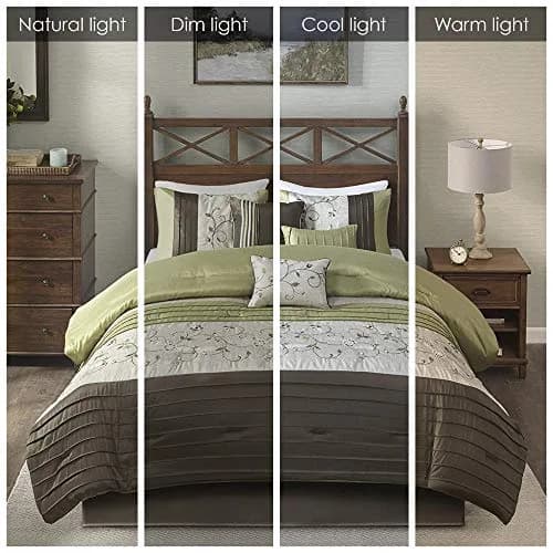 Madison Park Comforter Set King | Floral Faux Silk Embroidered 7PC | All Season thumbnail 2