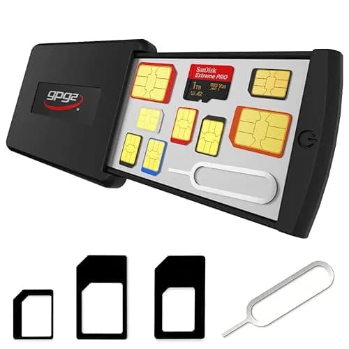 GPG2 SIM Card & Micro SD Organizer Case 3.2" x 2" | Secure Travel Storage thumbnail 1