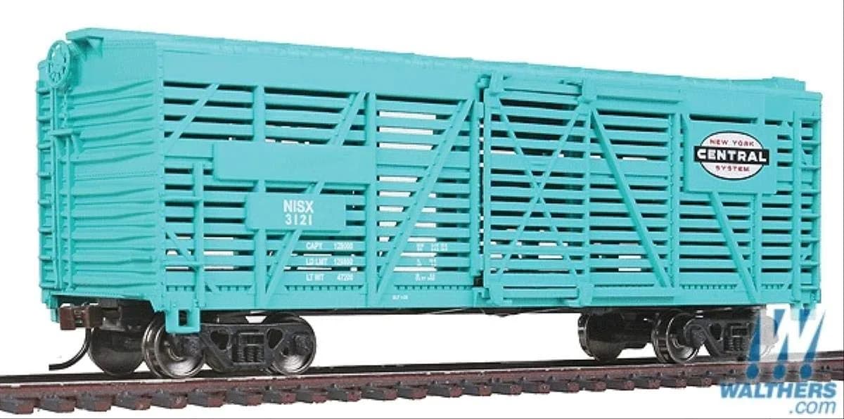 Walthers Trainline HO Scale Stock Car 40' Jade Green | Ready-to-Run Model Railroad Freight Car - main product image