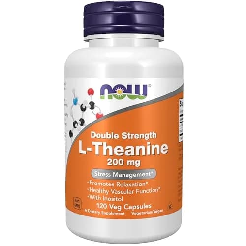 NOW Foods L-Theanine 200 mg with Inositol Veg Capsules (120 Count) | Stress Management & Relaxation thumbnail 1