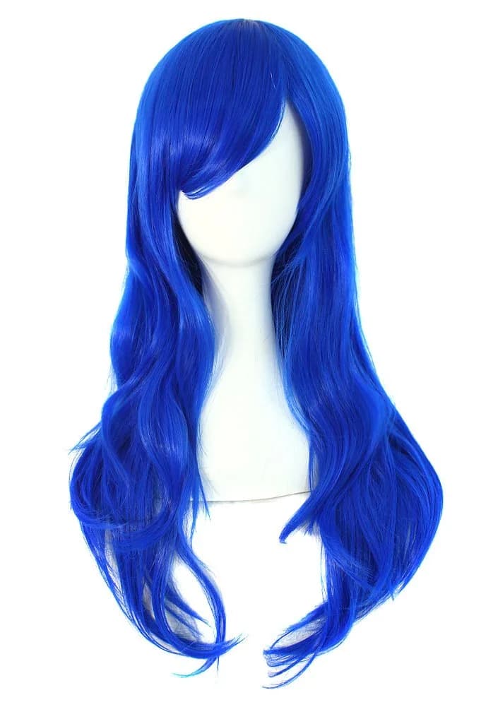 MapofBeauty 28" Curly Hair Ends Costume Wig Navy Blue | Long, Heat-Resistant Synthetic - main product image