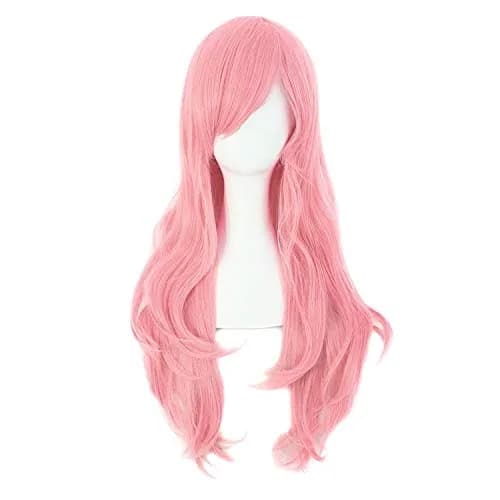 MapofBeauty 28 Inch Long Curly Hair Costume Cosplay Wig, Pink | 70cm Synthetic Wig for Women thumbnail 1
