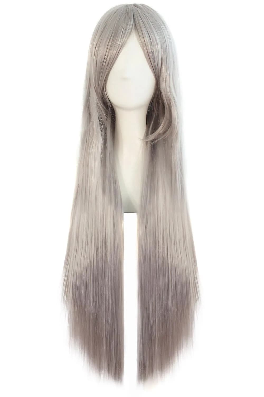 MapofBeauty 32 Inch Long Straight Anime Costume Cosplay Wig, Gray | Heat-Resistant Synthetic Hair for Cosplay & Costume Events - main product image