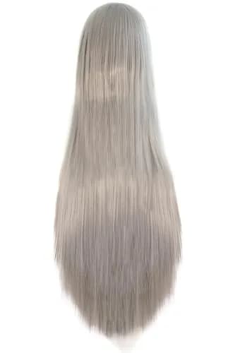 MapofBeauty 32 Inch Long Straight Anime Costume Cosplay Wig, Gray | Heat-Resistant Synthetic Hair for Cosplay & Costume Events thumbnail 2