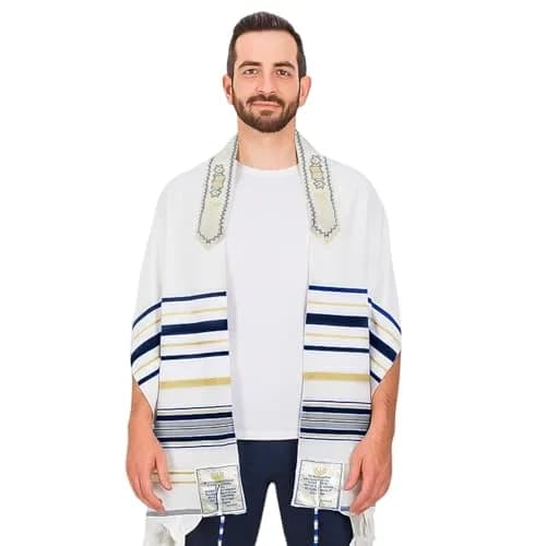 Holy Land Market New Covenant Prayer Shawl 178cm x 56cm (72 x 22 Inch) | Embroidered Acrylic Wrap with Bag thumbnail 8