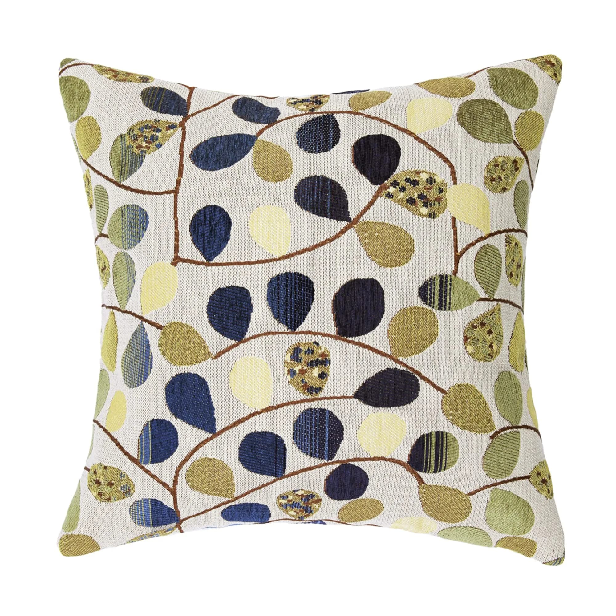 CaliTime Fall Decorative Throw Pillow Covers 18 x 18 Inches | Luxurious Leaf Design, Ecru Red, Heavy & Thick Fabric — Blue