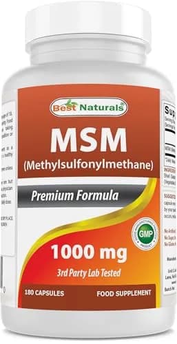 Best Naturals MSM 1000 mg 180 Capsules | Supports Bone & Joint Health, USA Import thumbnail 1