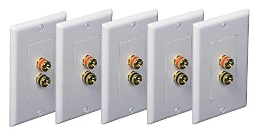 iMBAPrice Wall Plate with 2 Connectors | Premium Banana Plug Binding Post for Speakers white thumbnail 1
