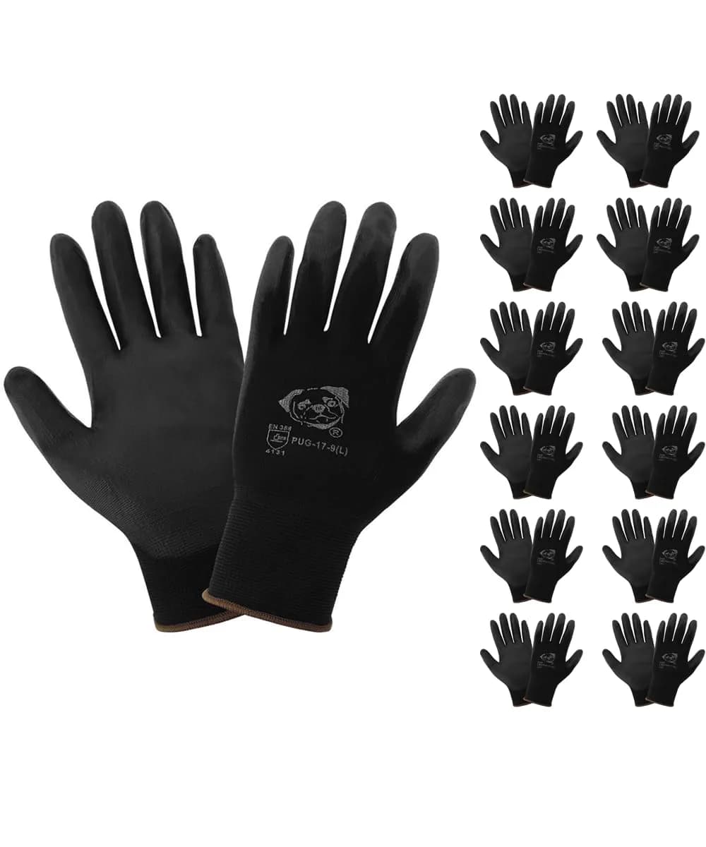 Global Glove PUG-17 Lightweight Polyurethane Dipped Work Gloves, Extra-Large | Anti-Static & Secure Grip