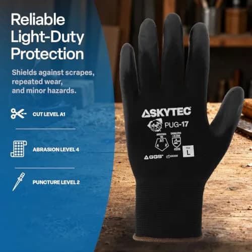 Global Glove PUG-17 Lightweight Polyurethane Dipped Work Gloves, Extra-Large | Anti-Static & Secure Grip thumbnail 3