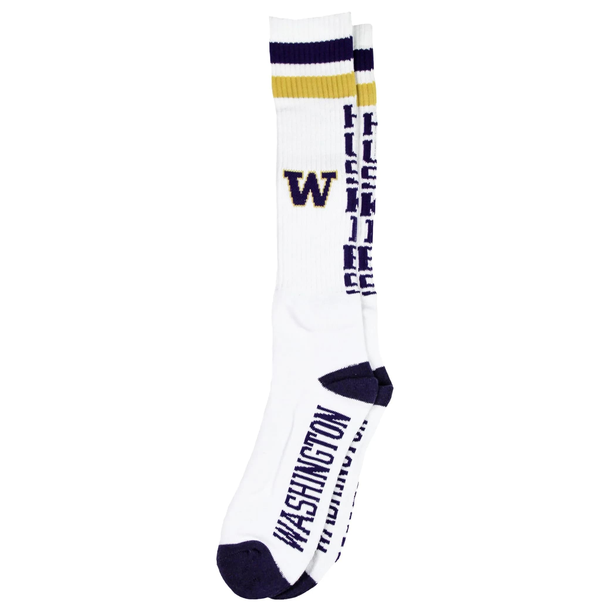 Donegal Bay Washington Huskies White Tube Socks | NCAA Licensed, Knee-High, Soft & Durable - main product image