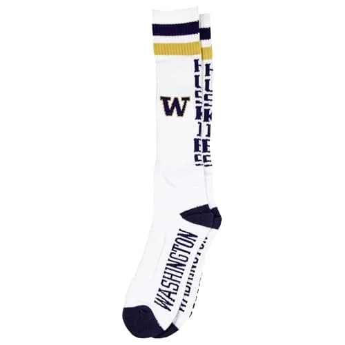 Donegal Bay Washington Huskies White Tube Socks | NCAA Licensed, Knee-High, Soft & Durable thumbnail 1