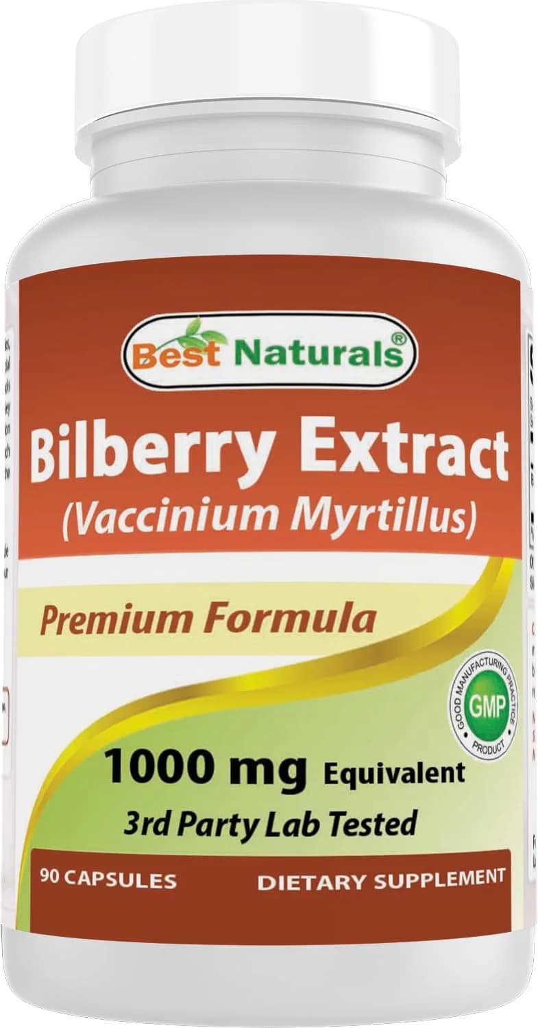 Best Naturals Bilberry Extract 1000mg Capsule (90 Count) | Supports Healthy Vision with 1000mg Per Capsule
