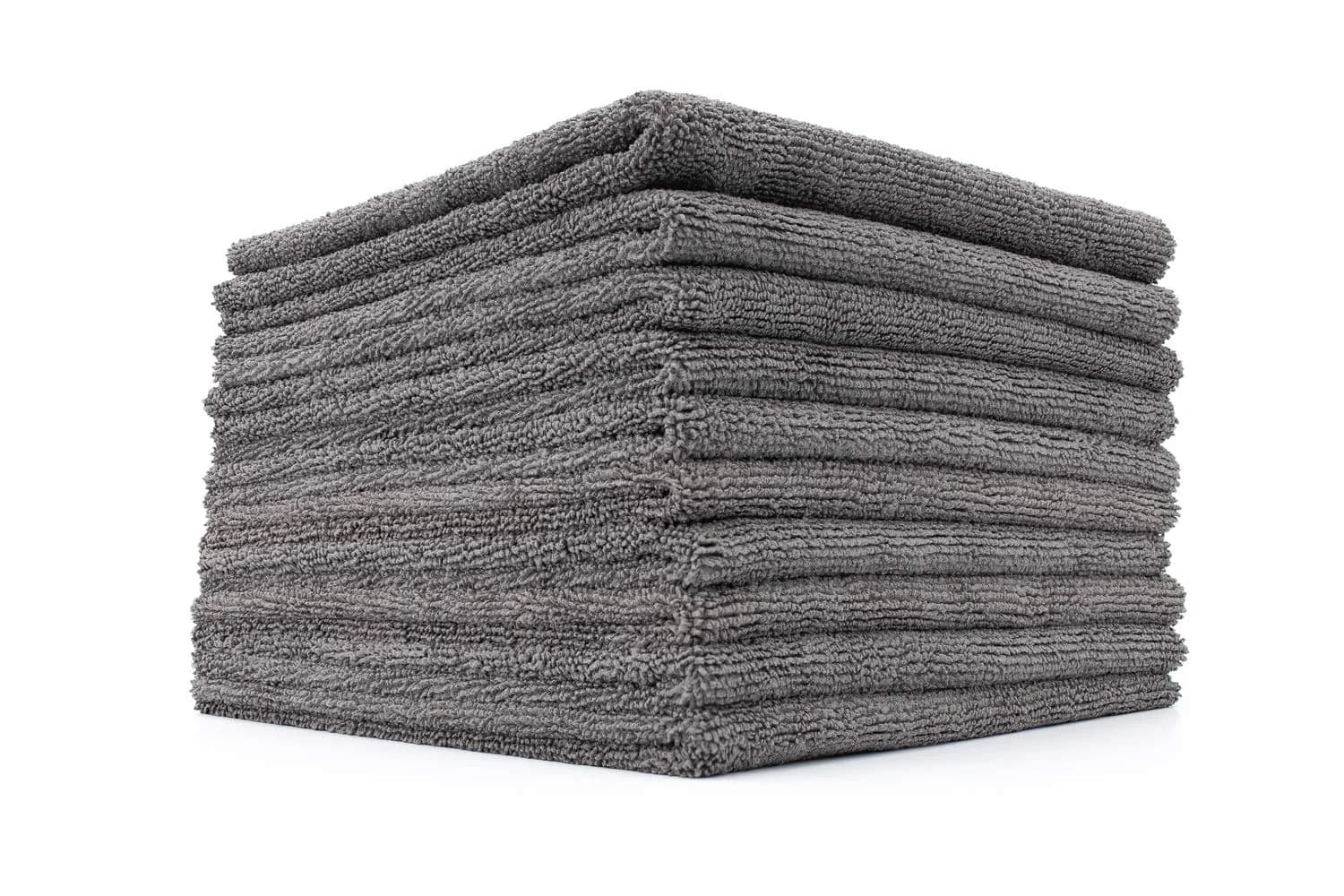 The Rag Company The Miner Detailing Towel, Grey, 16x16in | Edgeless Dual-Pile Microfiber for Metal & Glass - main product image