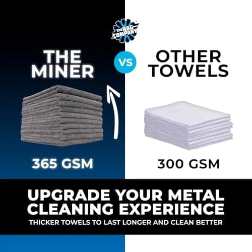 The Rag Company The Miner Detailing Towel, Grey, 16x16in | Edgeless Dual-Pile Microfiber for Metal & Glass thumbnail 3