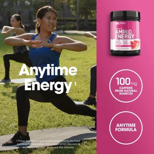 Optimum Nutrition Amino Energy Pre Workout Watermelon 20.6 oz (584 g) | Keto Friendly Energy & Focus thumbnail 4