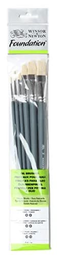 Winsor & Newton Foundation Oil Hog Brush Set, Long Handle, 6 Pack | Synthetic Hog Bristles for Oil & Acrylic thumbnail 1