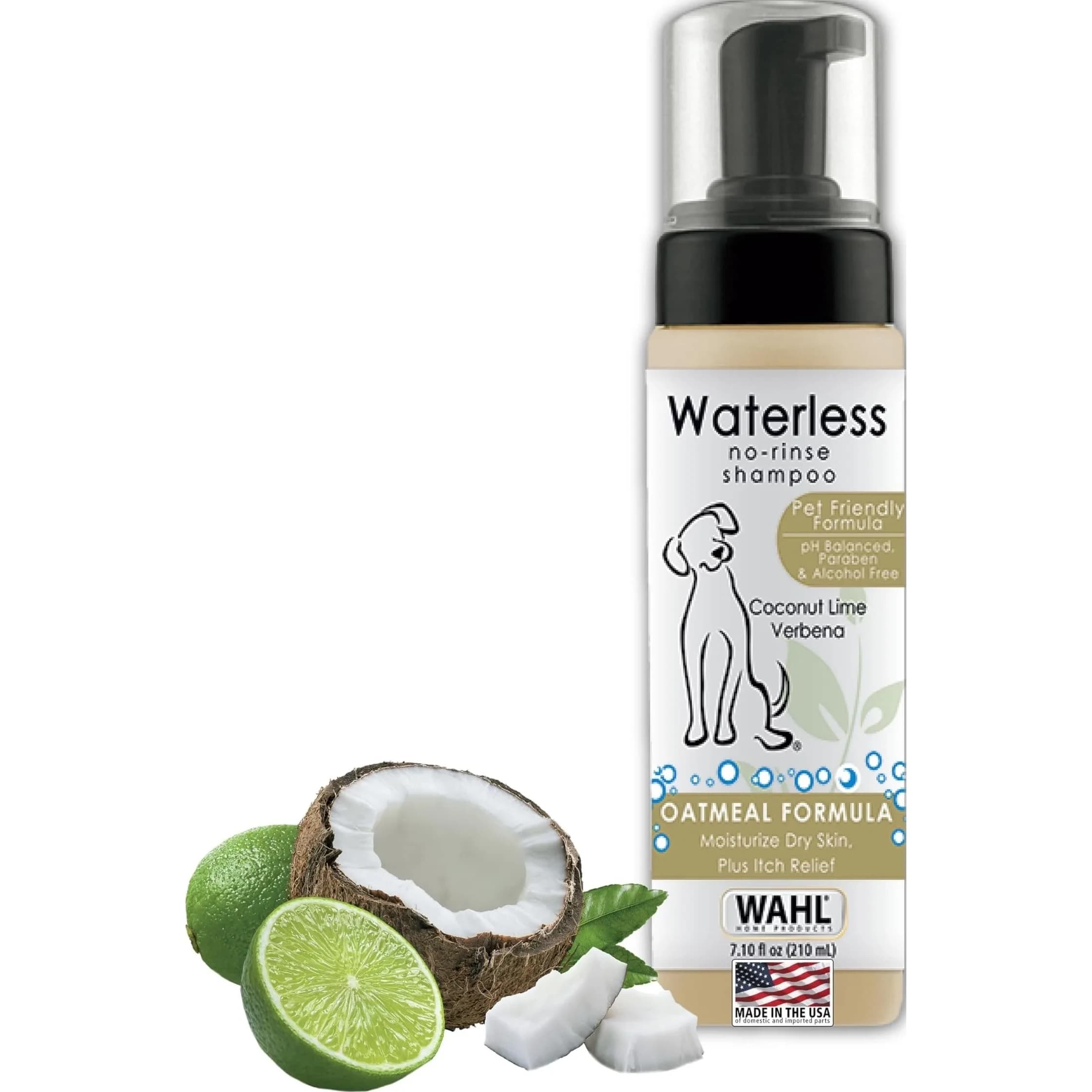 Wahl Waterless Oatmeal & Coconut Lime Verbena Pet Shampoo 420ml (14.2 Fl Oz) | No-Rinse Formula for Dogs, Cats & Horses — Coconut Lime Verbana
