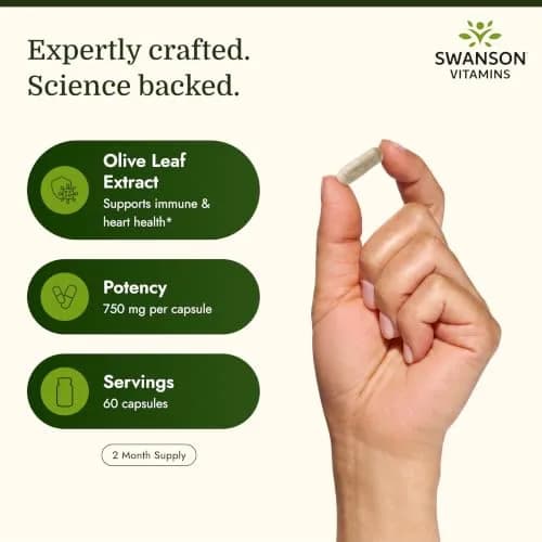 Swanson Olive Leaf Extract 60 Capsules thumbnail 3