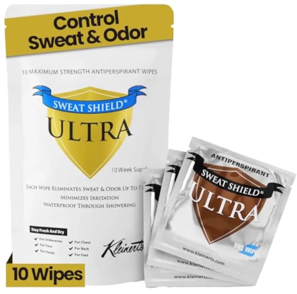 Kleinert's Antiperspirant Wipes for Men & Women, 10 Count | Sweat & Odor Control