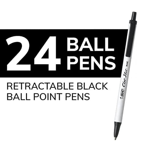 BIC Clic Stic Retractable Ballpoint Pens, Medium Point, 24-Count | Smooth Ink Flow for Students and Office thumbnail 2
