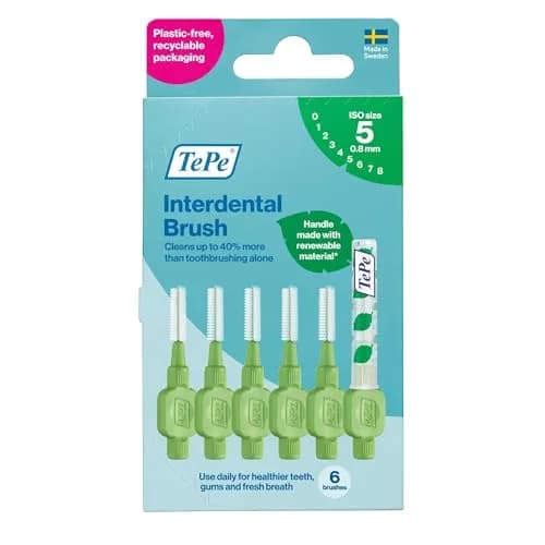 TePe Interdental Brush Original Soft 0.8mm Green | 6 Count Pack thumbnail 1
