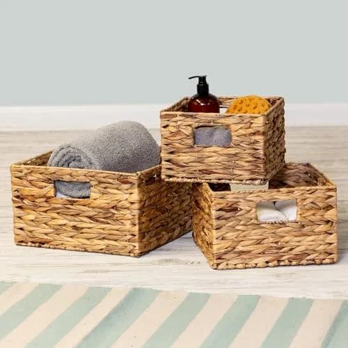 Honey-Can-Do Woven Water Hyacinth Wicker Storage Baskets, Nesting Set of 3 | Elegant & Durable Home Organizer thumbnail 2