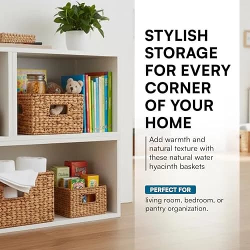 Honey-Can-Do Woven Water Hyacinth Wicker Storage Baskets, Nesting Set of 3 | Elegant & Durable Home Organizer thumbnail 3