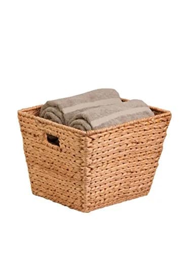 Honey-Can-Do Natural Water Hyacinth Tall Storage Basket with Built-In Handles, 15.75 x 14.5 x 12 in, Handwoven Eco-Friendly Bin thumbnail 1