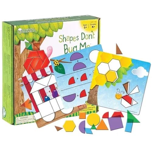 Learning Resources Shapes Don't Bug Me Geometry Activity Set | 136 Pieces, 14 Shapes, 7 Colors thumbnail 4