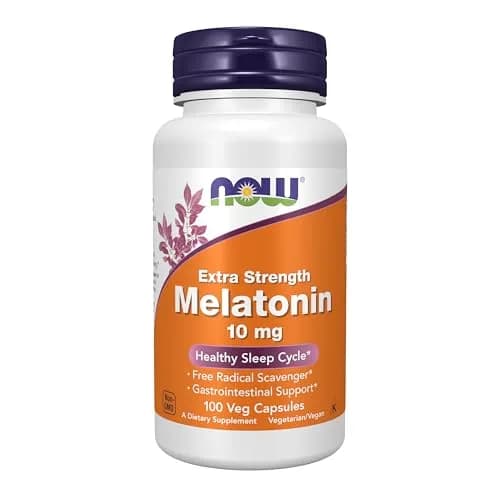 NOW Supplements Melatonin 10 mg | Extra Strength Sleep Support, Vegan, Non-GMO, 100 Veg Caps thumbnail 1