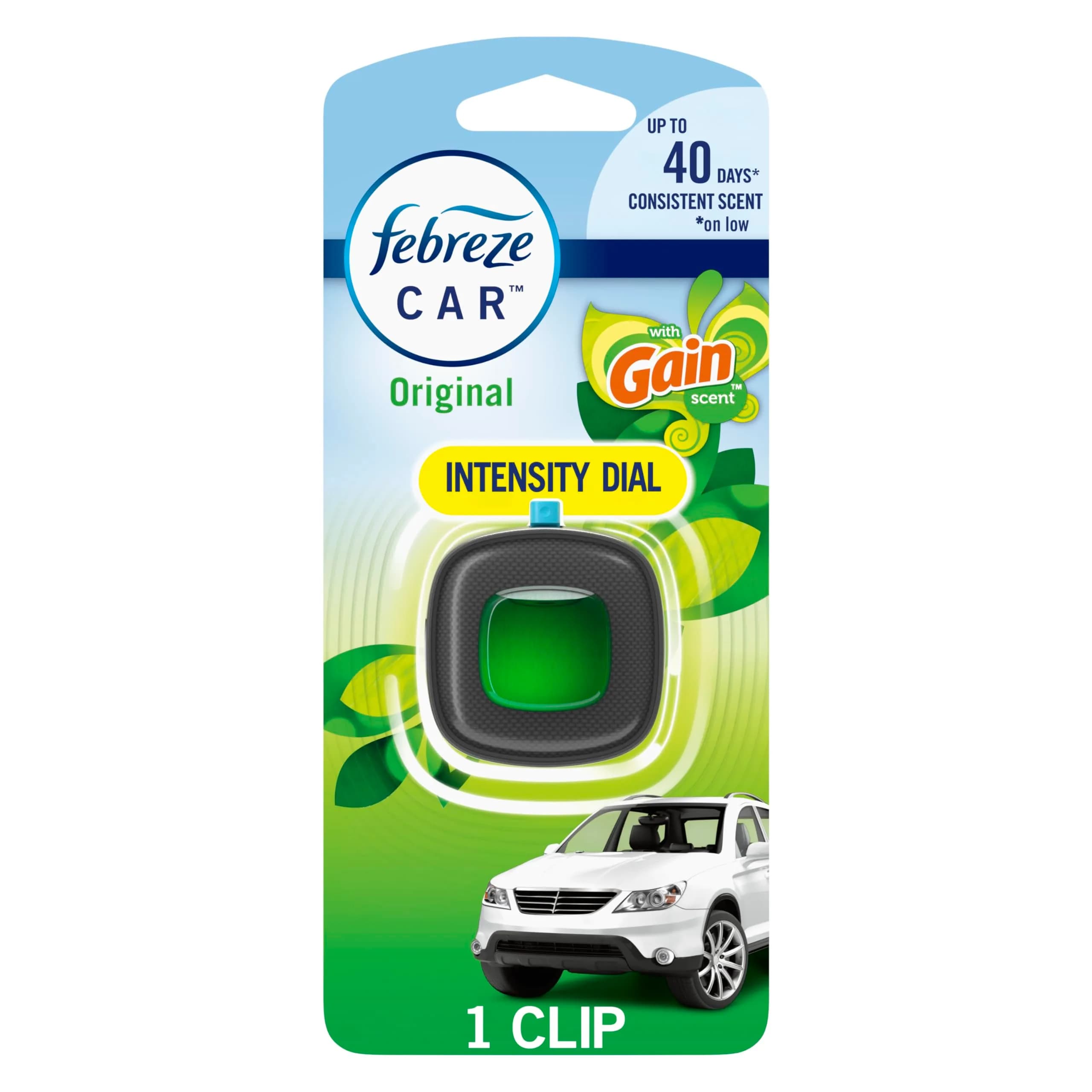 Febreze Car Air Freshener Vent Clip with Gain Original Scent, 1 Count | Lasts 30 Days — Liquid