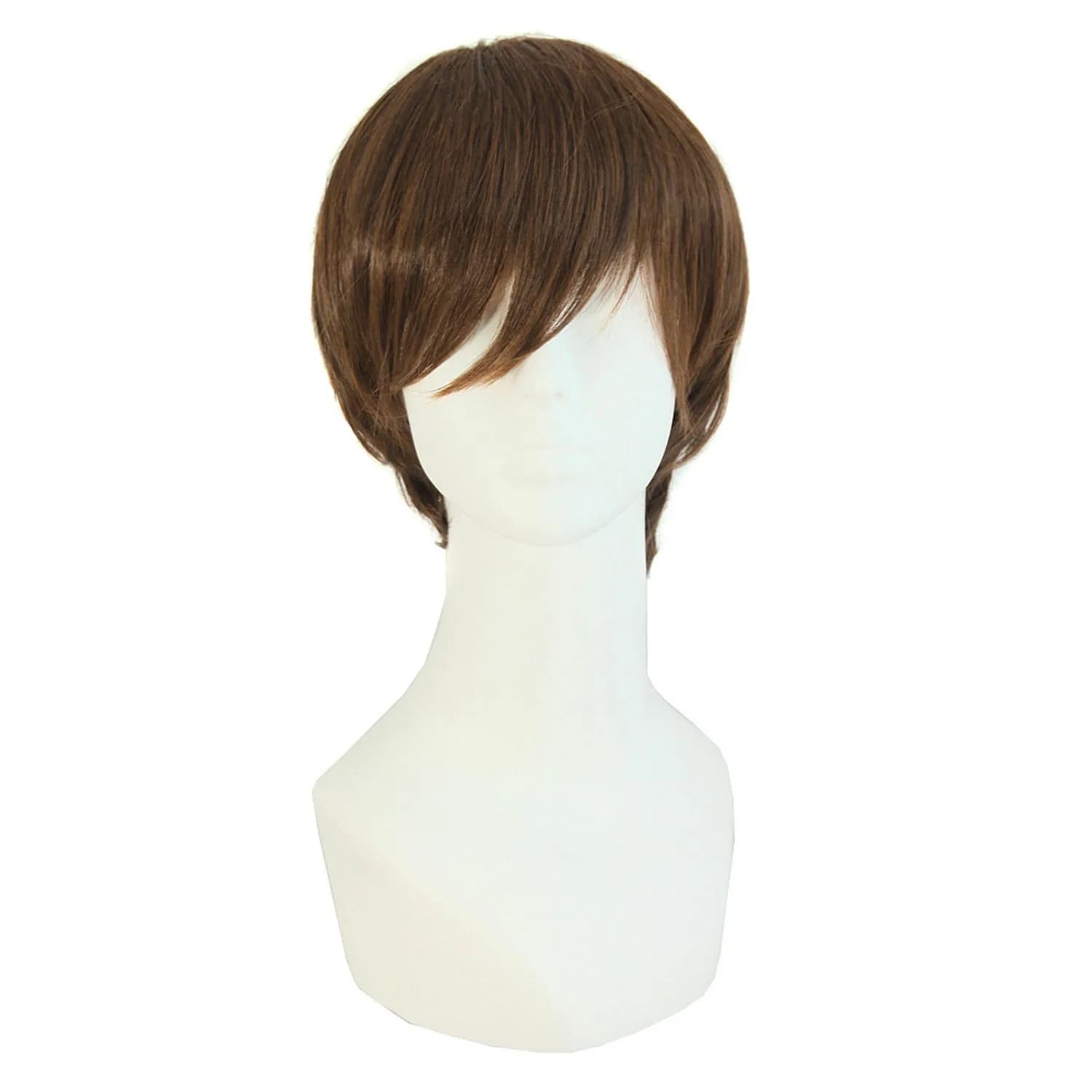 MapofBeauty Fashion Men's Short Straight Wig (Brown) 25cm (10 Inch) | Heat Resistant Synthetic Hair - main product image