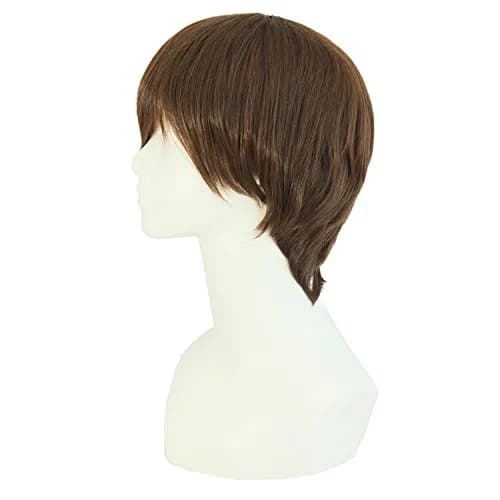 MapofBeauty Fashion Men's Short Straight Wig (Brown) 25cm (10 Inch) | Heat Resistant Synthetic Hair thumbnail 2