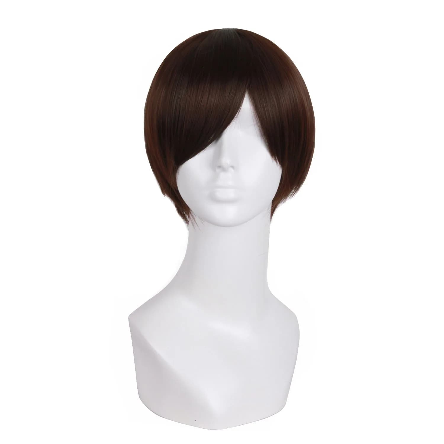 MapofBeauty Fashion Men's Short Straight Wig (Brown) 25cm (10 Inch) | Heat Resistant Synthetic Hair — Dark Brown
