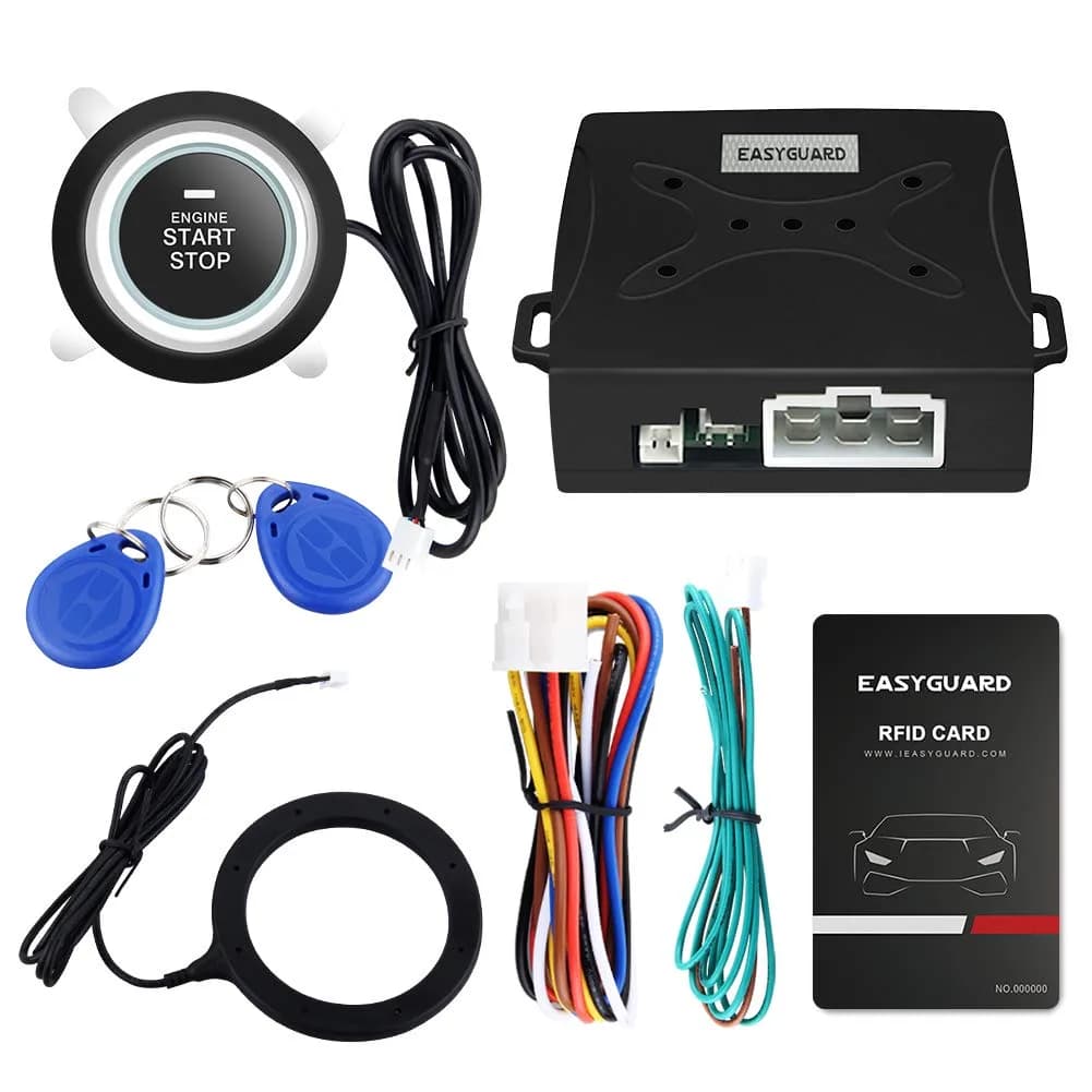 EASYGUARD EC004 Push Button Start Kit with RFID Keyless Go for DC12V Petrol Cars | Upgrade from Key Ignition