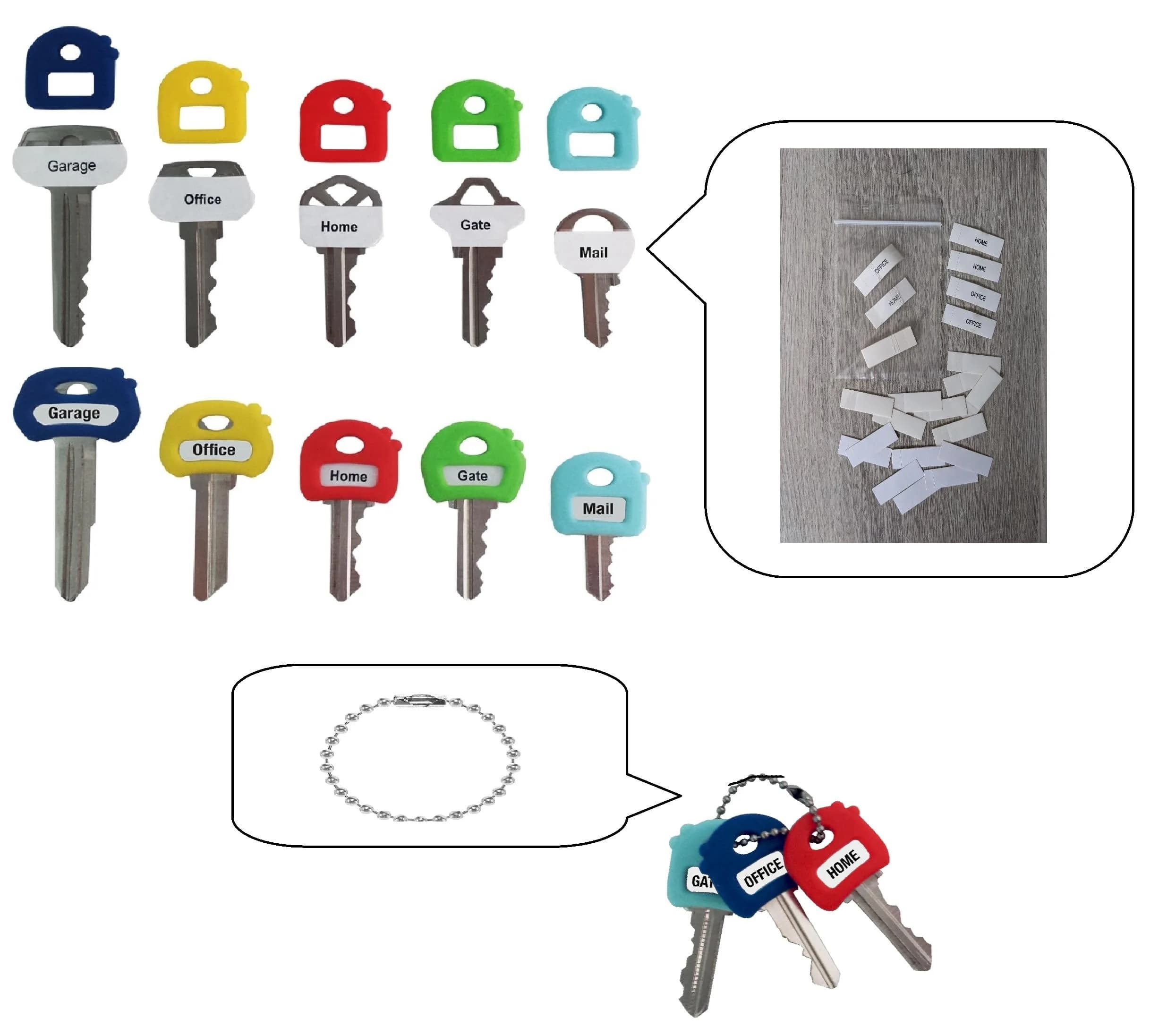 LABEL-LABEL-KEY-CAPS Stretchy Key Cap Covers 8 Pack Multicolor | Soft, Good Grip for Most Keys