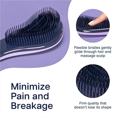 Crave Naturals Glide Thru Hair Brush - Detangler Brush for Curly, Straight, Wet or Dry Hair - Gentle Detangling Brushes for Adults, Kids, Toddlers - Hair Accessories for Women, 19cm (7.5") x 7.6cm (3") - Purple thumbnail 3
