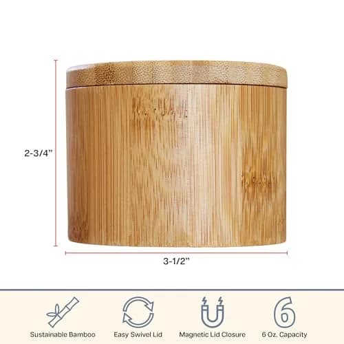 Totally Bamboo Salt Cellar with Swivel Lid & Magnetic Closure, 6 oz (177 ml) | Countertop Spice Container for Kitchen thumbnail 5